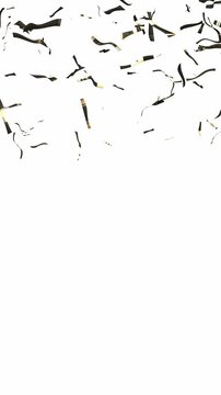 Reflective Gold Confetti Spinning Against White Surface - 3d 4k Vertical Animation (2160 x 3840px)