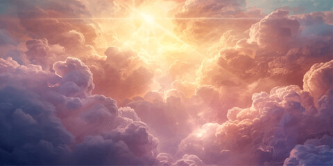 Dramatic white clouds drift across a beautiful blue summer sky as the bright sun creates an abstract cloudscape over the natural atmosphere  © Asad Shehbaz