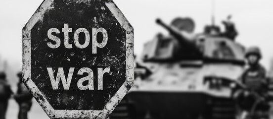 Obraz premium a stop war sign with the text stop war