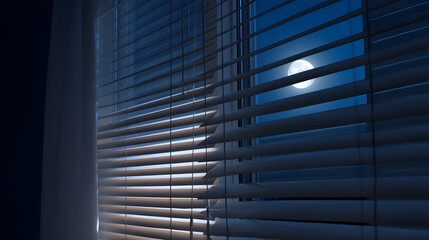 Moonlight pattern falling across white sheets casting soft blue shadows and serene nocturnal mood