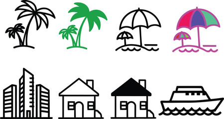 Obraz premium Beach and city icons
