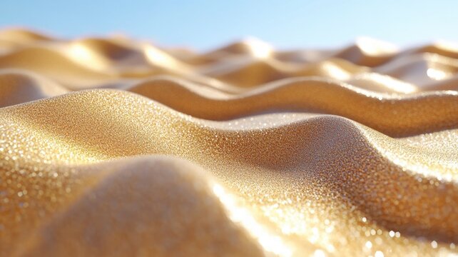3d sand dune landscape with mirage effect creating a blurred shimmer and illusionary water on the horizon
