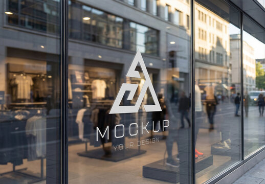 Logo Close-up on a Window Glass of a Sport Store Mockup