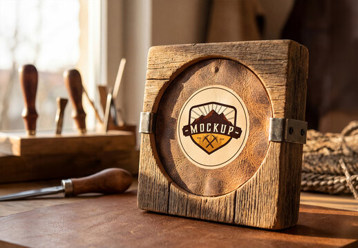 Printed Logo on a Carpenter&rsquo;s Sculpture Mockup