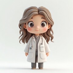 アイコン向けクレイキャラクター風女性医師