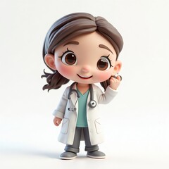 ほのぼのしたちびキャラ女性ドクターイラスト