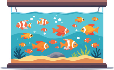 acquario con pesci dolce salata acqua tropicali rossi vettoriale   © maximilian