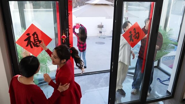 Young friends celebrating Chinese New Year together