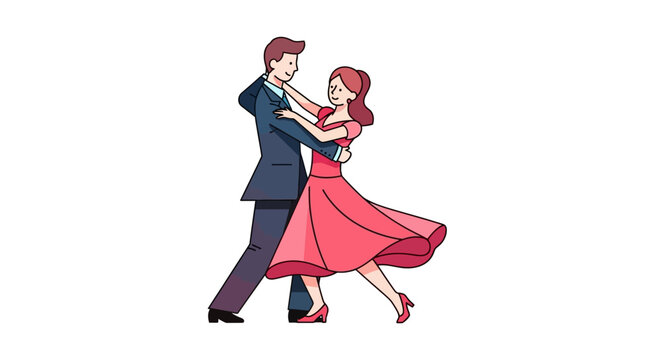 Couple dancing together in a lively tango dance performance illustration