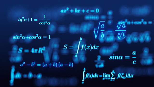 Mathematical formulas background - Math concept - 3d illustration