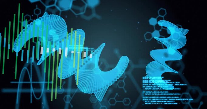 Incoming bars sliding left main ribbon waving beneath rising bars code shrinking showing bio data