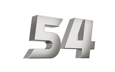 Obraz premium 3d Silver number 54 Fifty four sleek metallic look with a slight shadow effect, 3d illustration