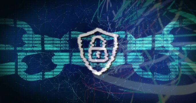 Ransomware shield activating on binary strike, padlock pulsing and sparks signaling protection