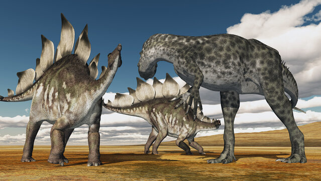 Allosaurus attackiert den Stegosaurus