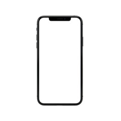 Black smartphone outline isolated on transparent background