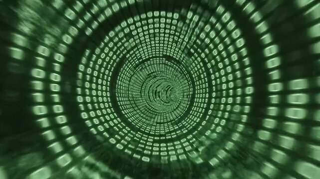 Vibrant green binary code tunnel for futuristic tech projects