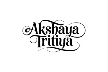 Decorative Vector Typography of Akshaya Tritiya &ndash; Elegant Indian Festival Lettering Design