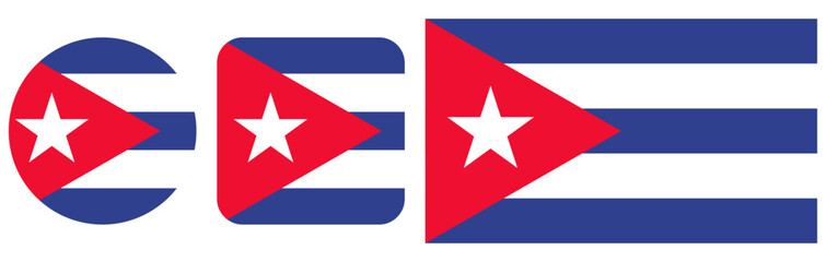 Obraz premium A set of icons depicting the Cuban flag, vector graphics, on a transparent background.