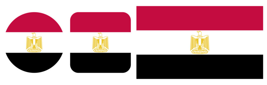A set of icons depicting the Egyptian flag, vector graphics, on a transparent background.