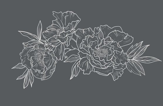  flowers and foliage. Vector illustration, bouquet.	