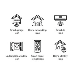 Smart garage, Home networking, Ac, Automation window, Home remote, Home identity, icon