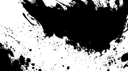 Naklejka premium Black Ink Splash and Grunge Paint Splatter Background, Abstract Vector Texture
