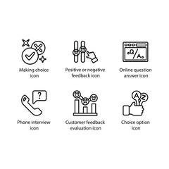 Choice task, feedback, Question answer, Phone interview, Customer feedback, Choice option, icon