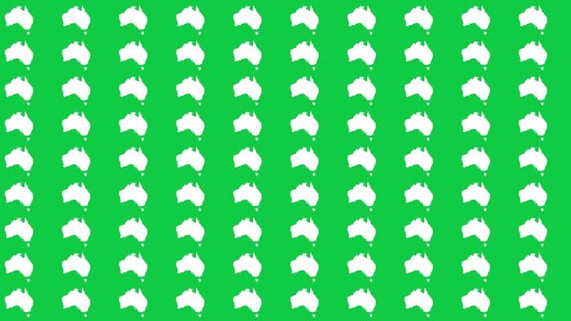 Australia map pattern scrolling perfect 10 second loop with green background