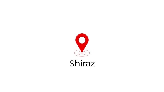 shiraz iran map location pin animation modern gps marker ui design.