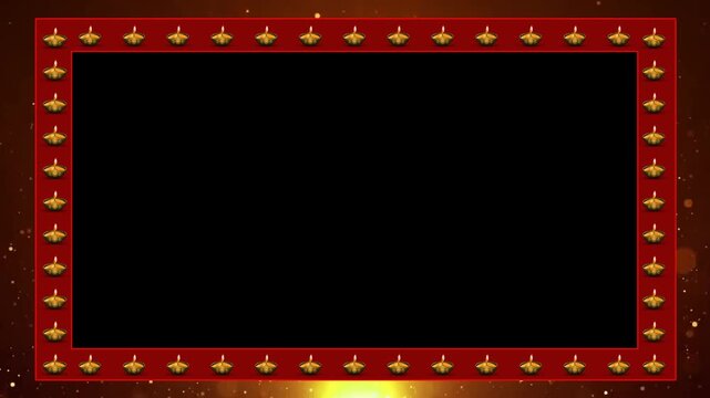 Animated Karthigai Deepam Agal Vilakku Border Frame - Golden Bokeh Background