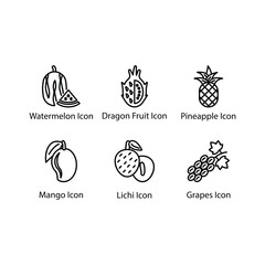 Watermelon, Dragon Fruit, Pineapple, Mango, Lichi, Grapes, icon