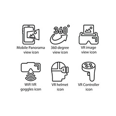 Mobile Panorama view, 360 degree view, VR image view, WiFi VR goggles, VR helmet, VR Controller, icon
