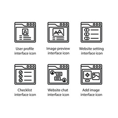 User profile, Image preview, Website setting, Checklist, Website chat, Add image, icon