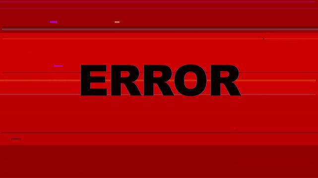 Error Message Displayed on Red Screen.