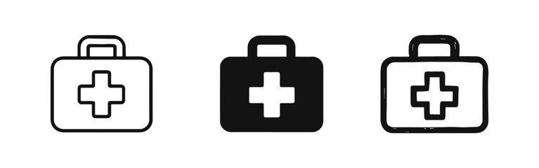 First Aid Kit Icons - Medical Health and Emergency Symbol Set