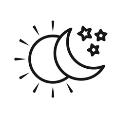half sun half moon line icon vector file