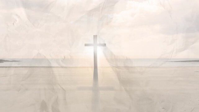 Horizon brightening, central cross anchoring as halo growing and smoke drifting to highlight center