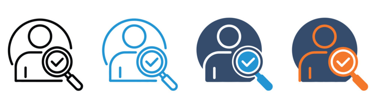 Recruitment icon set multiple style collection, including flat, line, and colored vector icons representing hiring