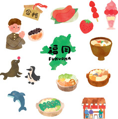 Fukuoka Prefecture Tourism Illustrations