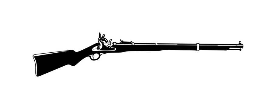 Vector black flintlock rifle icon