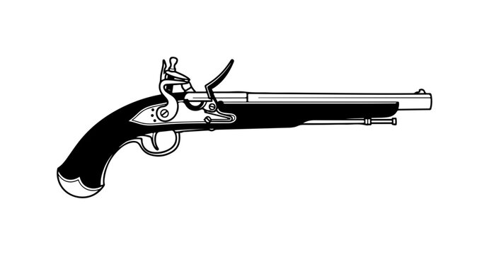 Vector illustration of a flintlock pistol