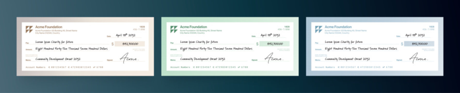 Blank Check Template, Bank Cheque Layout for Business Payments
