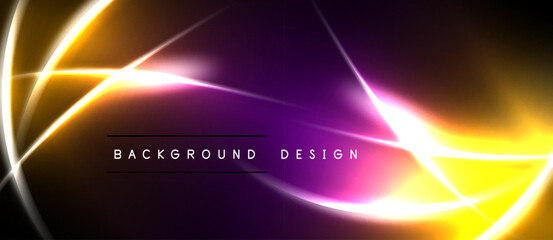 Naklejka premium Abstract vibrant background. Yellow, purple hues blend. Lines create dynamic visual effect. Modern design element.