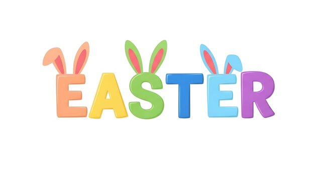 Vibrant easter greeting with colorful bunny ears and text