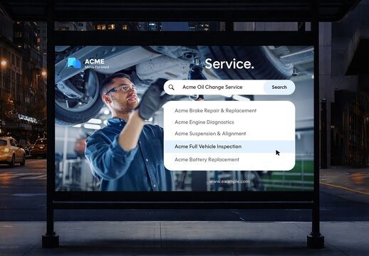 Search Suggestion Ad Concept Template with Autocomplete Bar Banner for Marketing Advertisements