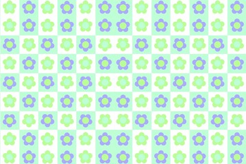 Whimsical Pastel Flower and Checkerboard Seamless Pattern Design for Creative Projects and Digital Backgrounds