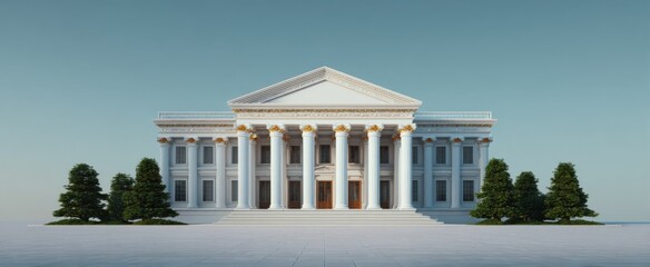 Obraz premium charming historic parliament building featuring timeless architecture against a bright blue sky