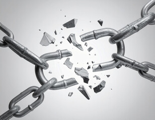 체인-쇠사슬-끊어진 쇠사슬-스텐 체인-쇠사슬체인-체인 블록-사슬체인-사슬-끊어진-파편-연회색 배경