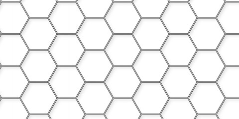 Obraz premium White abstract hexagonal paper background. Luxury White grid Pattern. Futuristic emboss honeycomb mosaic white background. geometric mesh cell texture. modern futuristic wallpaper.