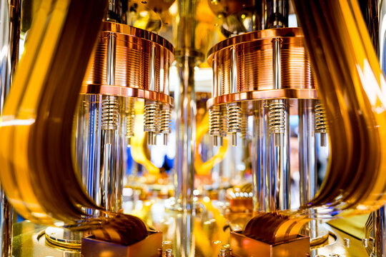 close up of quantum computer system, new advanced and innovative computing technology for data processing